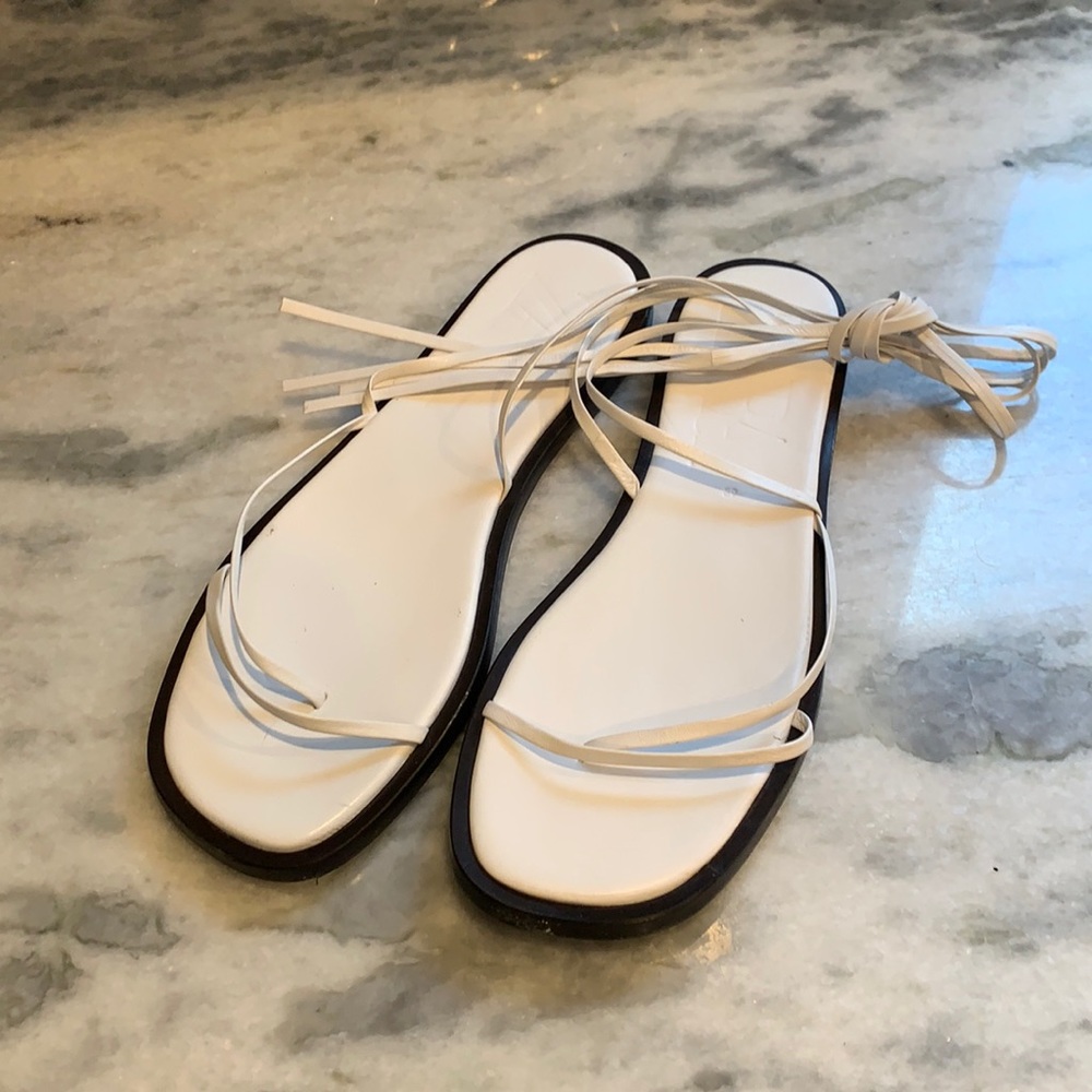 Zara flat ankle wrap sandals